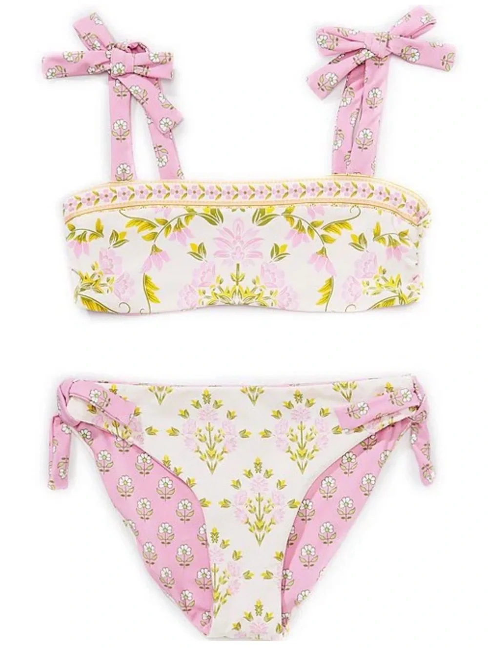 Girls Reversible Pink Floral Two-Piece Swim Bikini